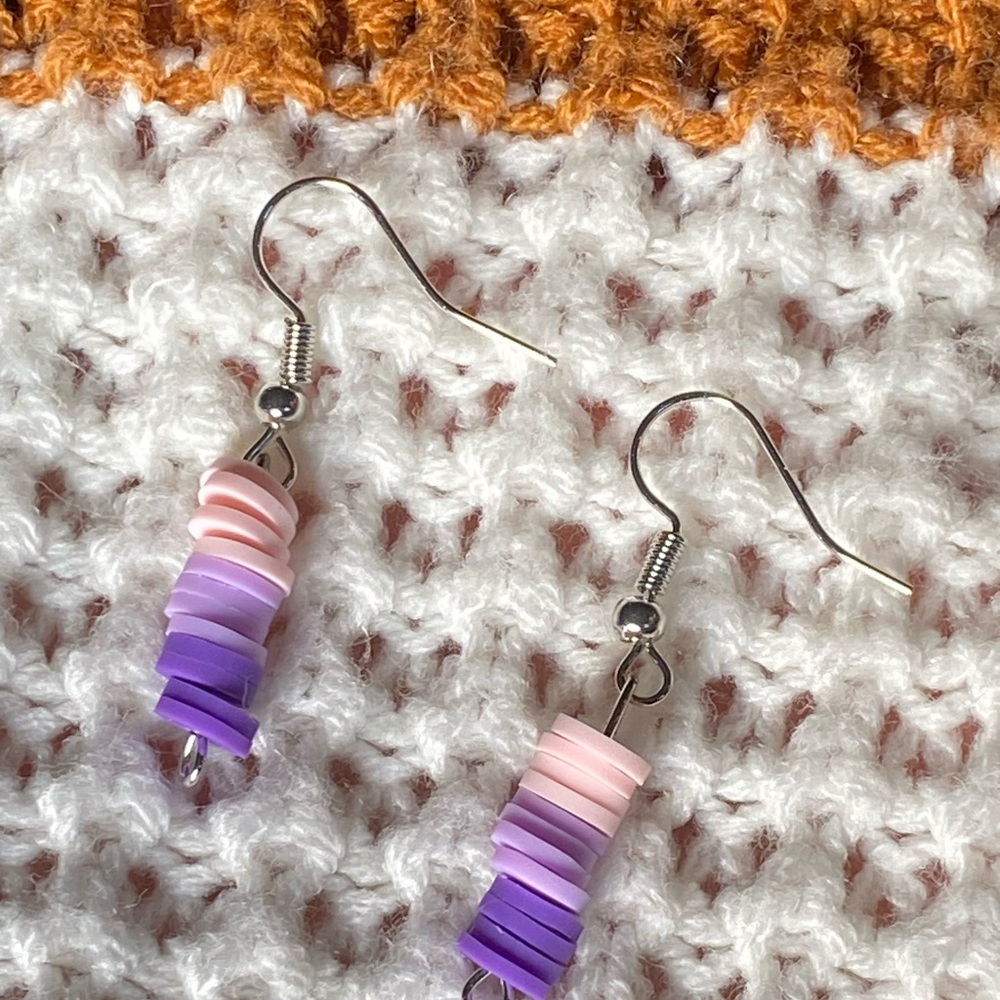 Pink and Purple Dangle Earrings